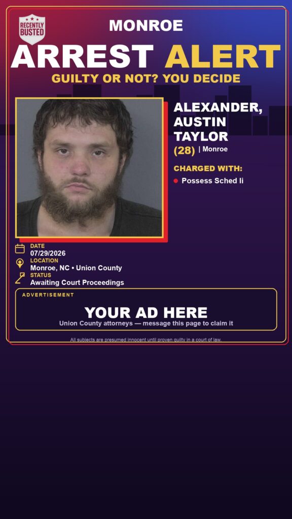 Arrest report - ALEXANDER, AUSTIN TAYLOR