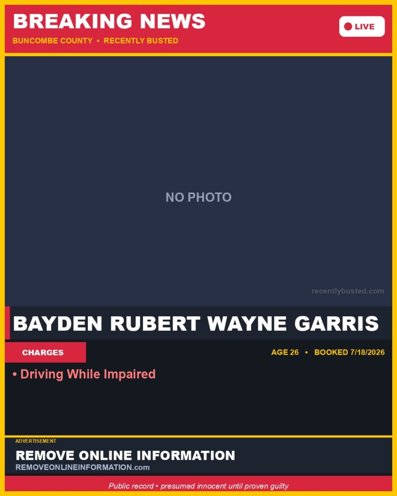 Booking photo of BAYDEN RUBERT WAYNE GARRIS