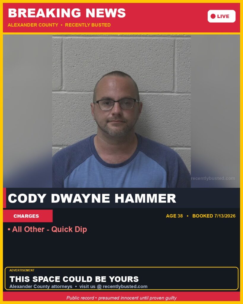 Booking photo of CODY DWAYNE HAMMER