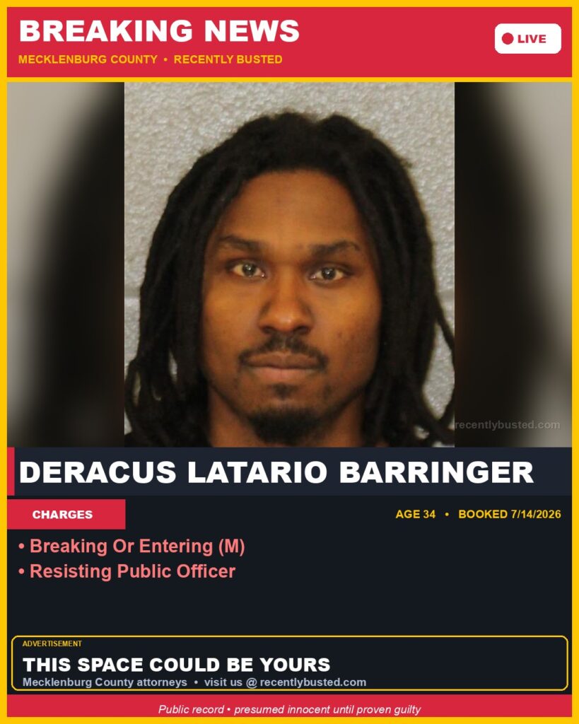 Booking photo of DERACUS LATARIO BARRINGER