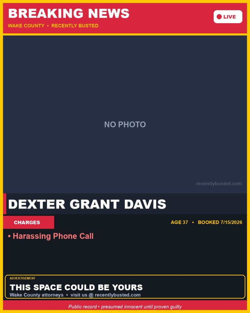 Booking photo of DEXTER GRANT DAVIS