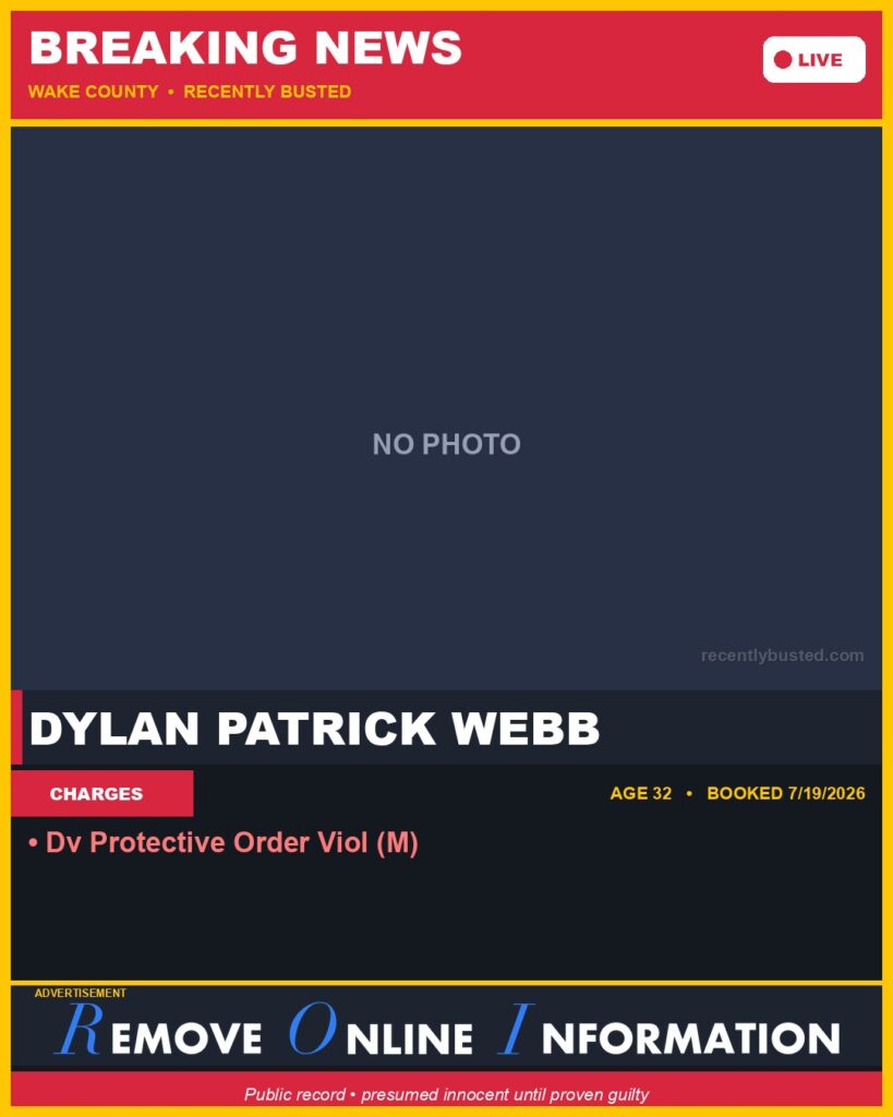 Booking photo of DYLAN PATRICK WEBB