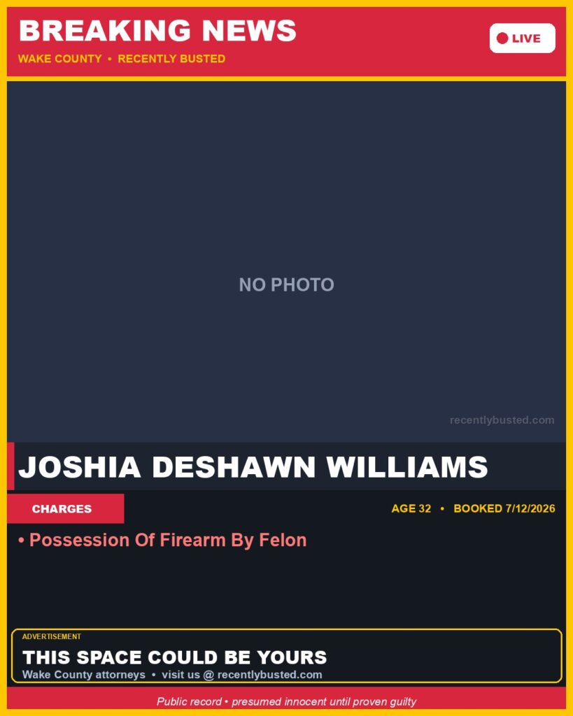 Booking photo of JOSHIA DESHAWN WILLIAMS