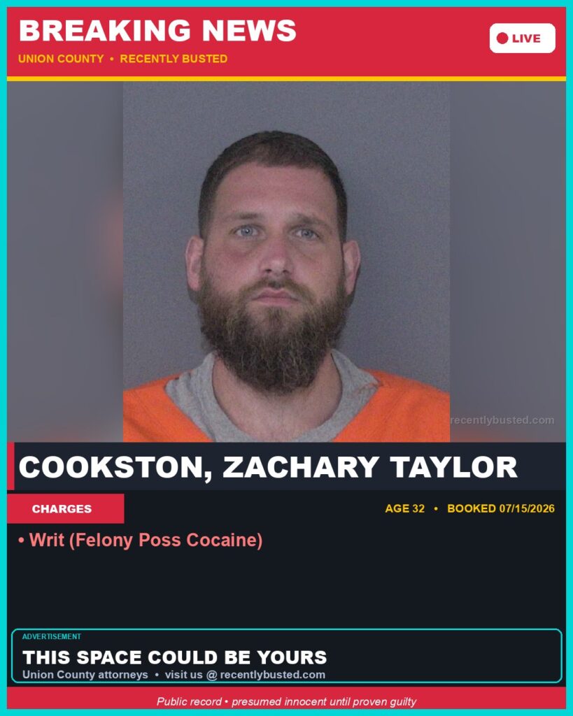 Booking photo of COOKSTON, ZACHARY TAYLOR
