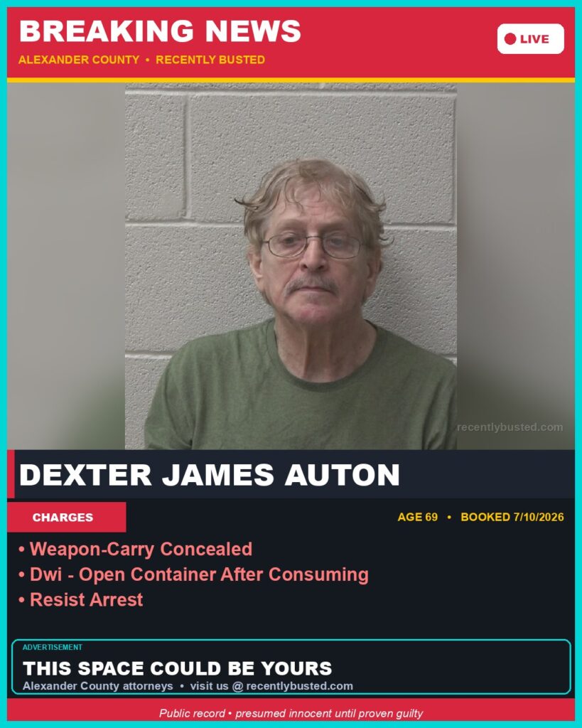Booking photo of DEXTER JAMES AUTON