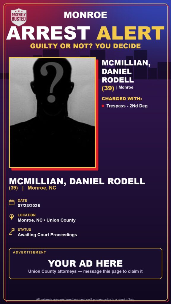 Booking photo of MCMILLIAN, DANIEL RODELL
