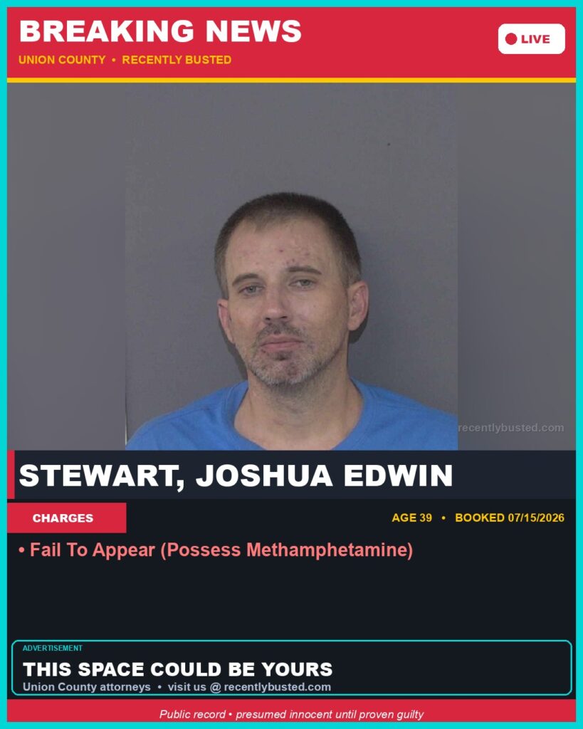 Booking photo of STEWART, JOSHUA EDWIN