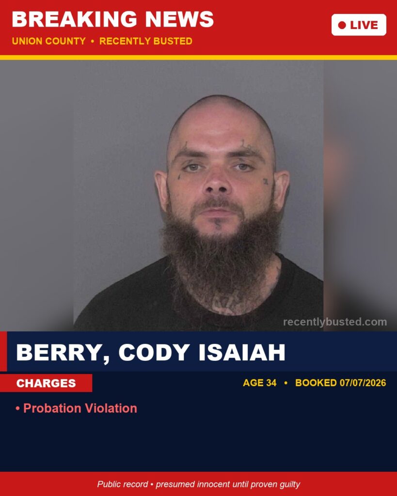 Booking photo of BERRY, CODY ISAIAH