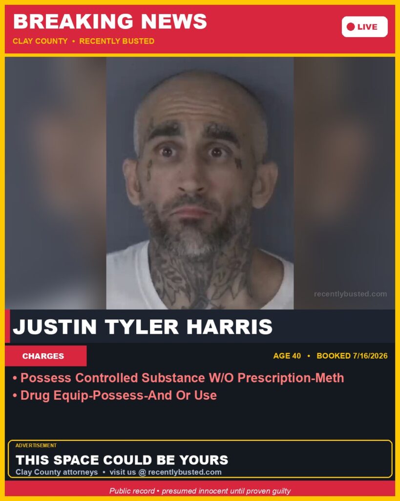 Booking photo of JUSTIN TYLER HARRIS