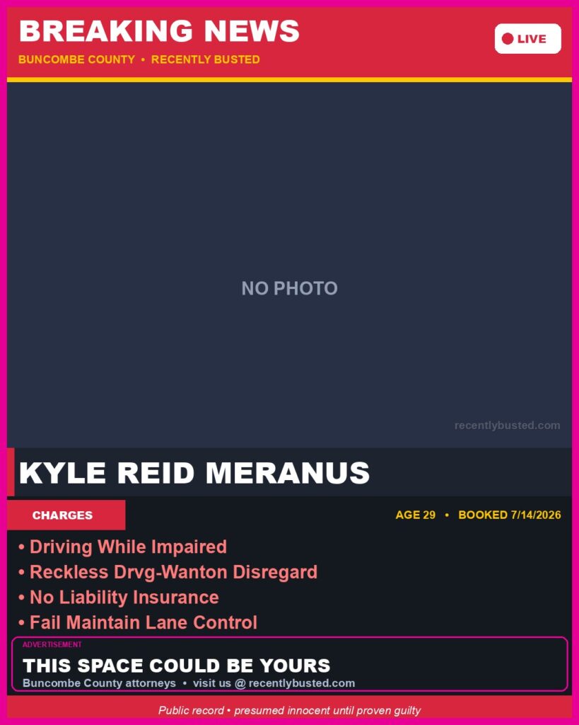 Booking photo of KYLE REID MERANUS
