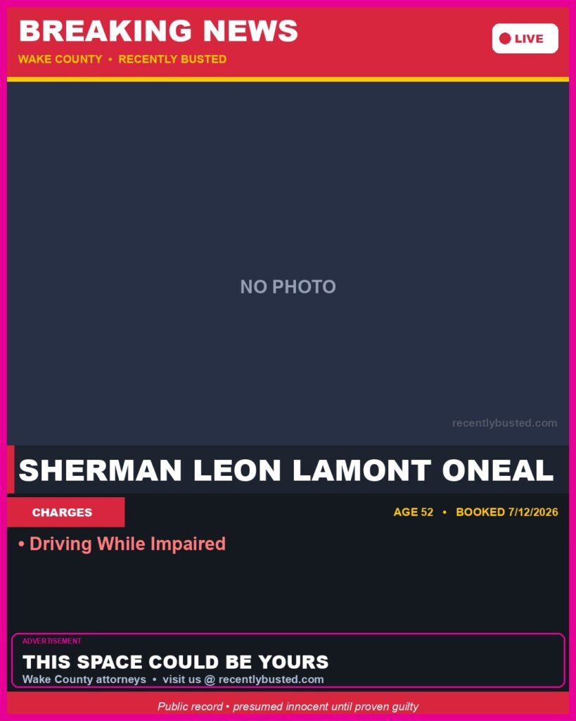 Booking photo of SHERMAN LEON LAMONT ONEAL