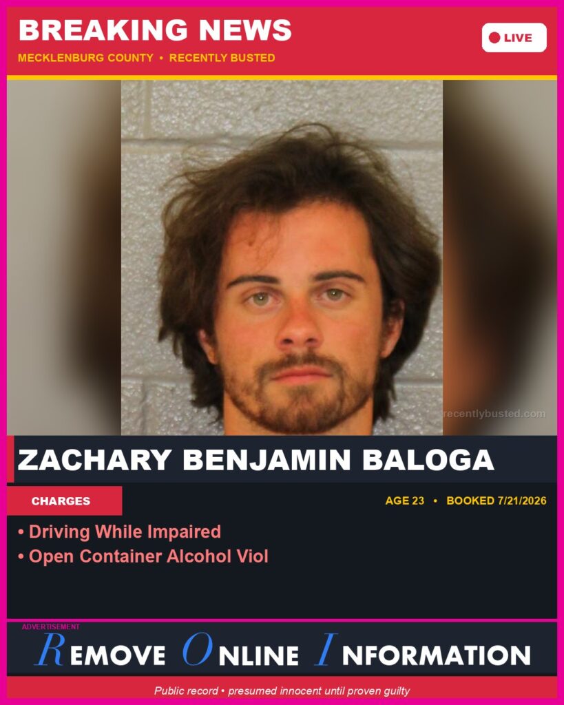 Booking photo of ZACHARY BENJAMIN BALOGA