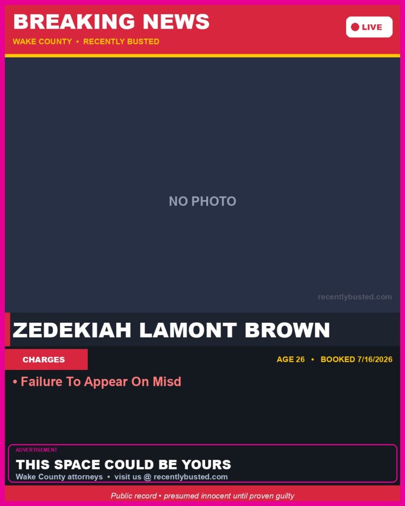 Booking photo of ZEDEKIAH LAMONT BROWN