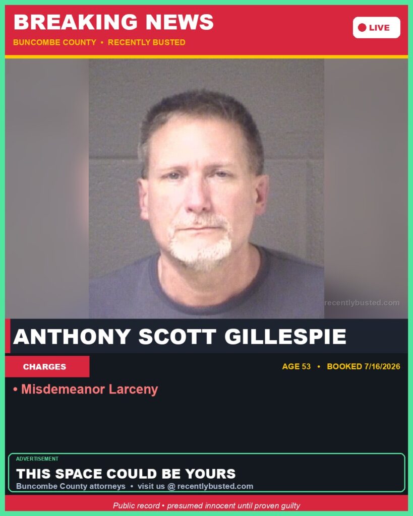 Booking photo of ANTHONY SCOTT GILLESPIE