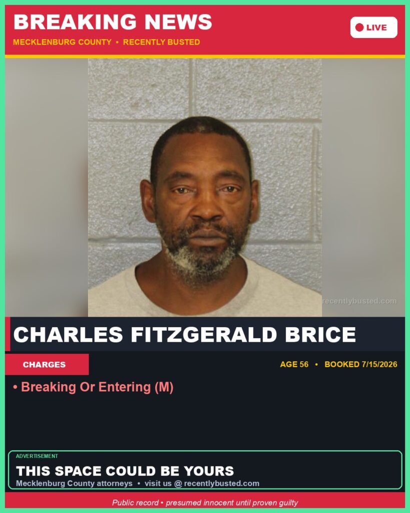 Booking photo of CHARLES FITZGERALD BRICE