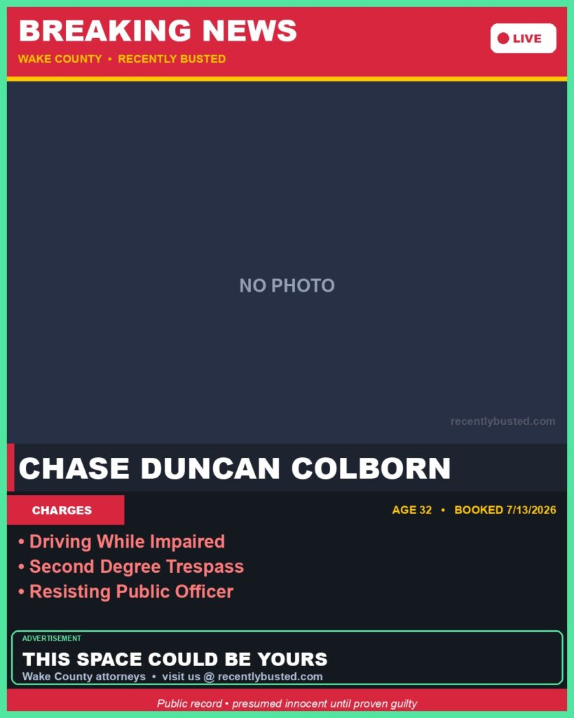 Booking photo of CHASE DUNCAN COLBORN