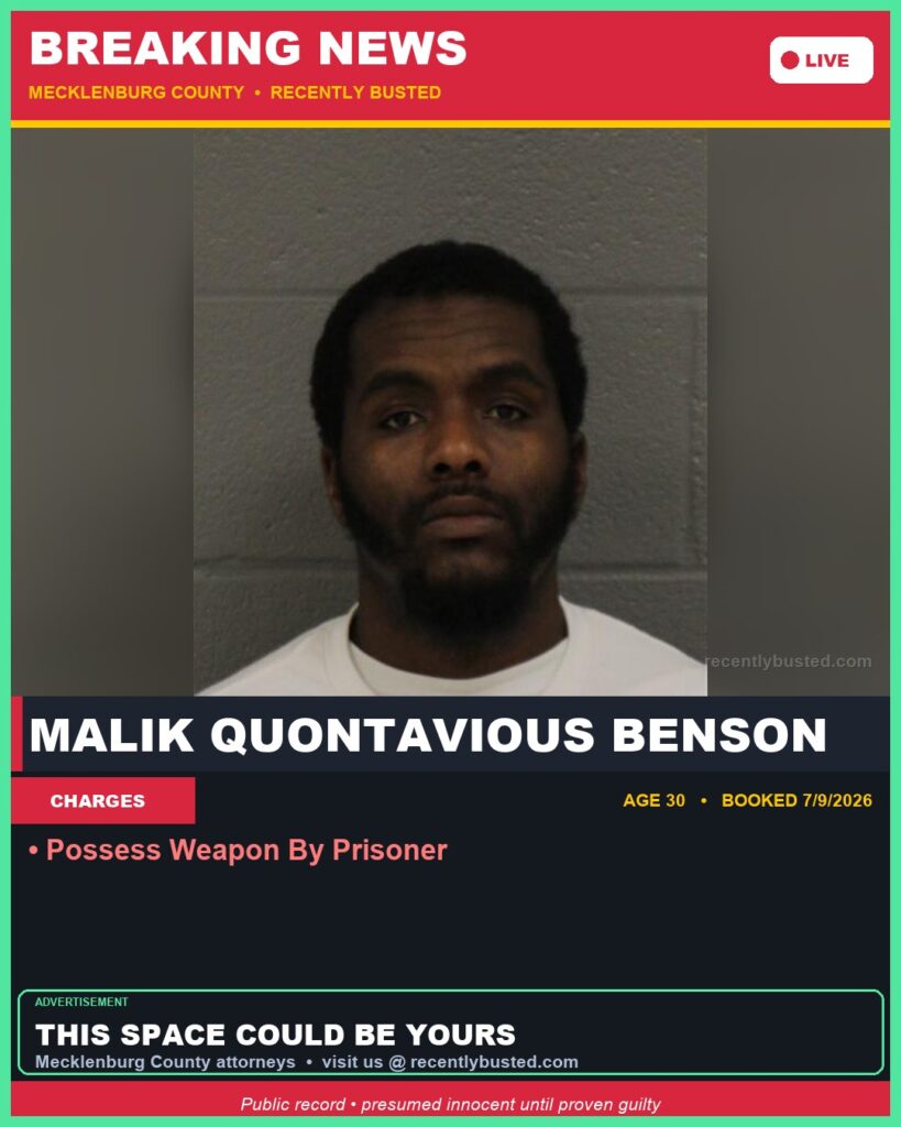 Booking photo of MALIK QUONTAVIOUS BENSON