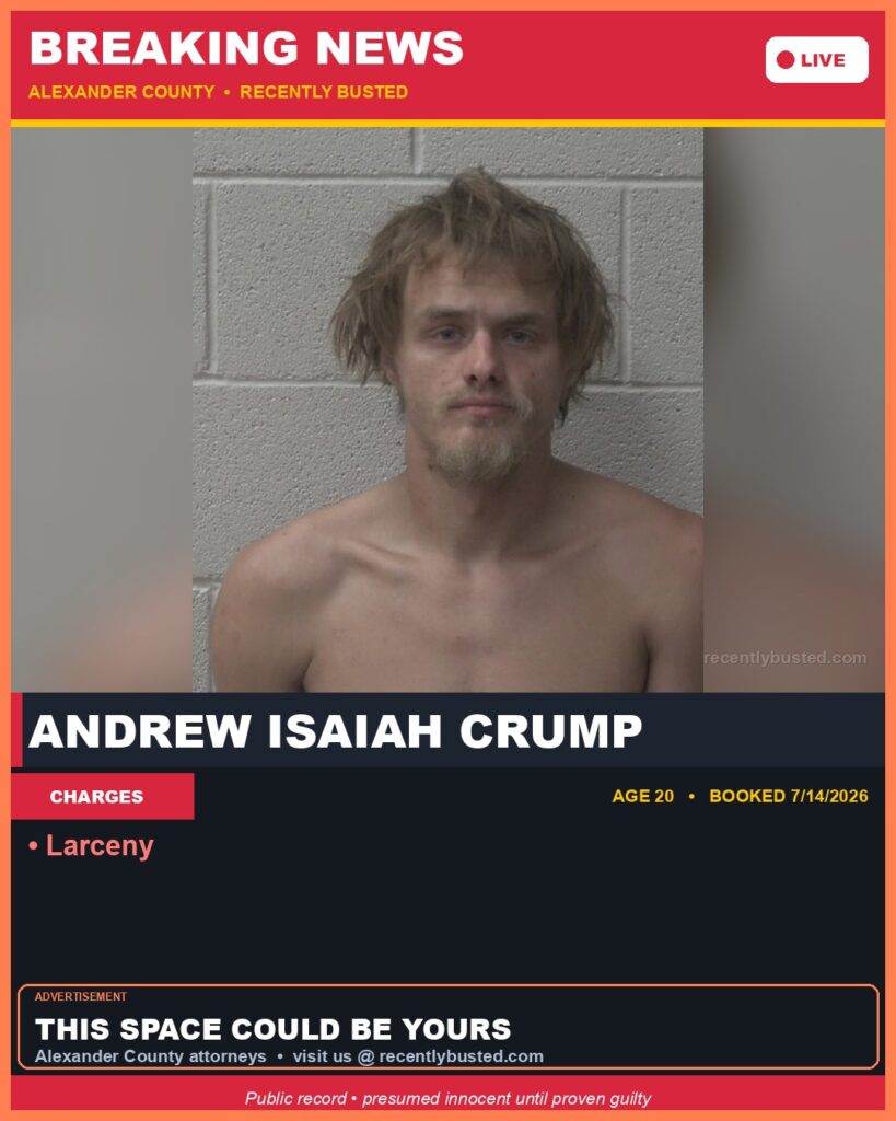 Booking photo of ANDREW ISAIAH CRUMP