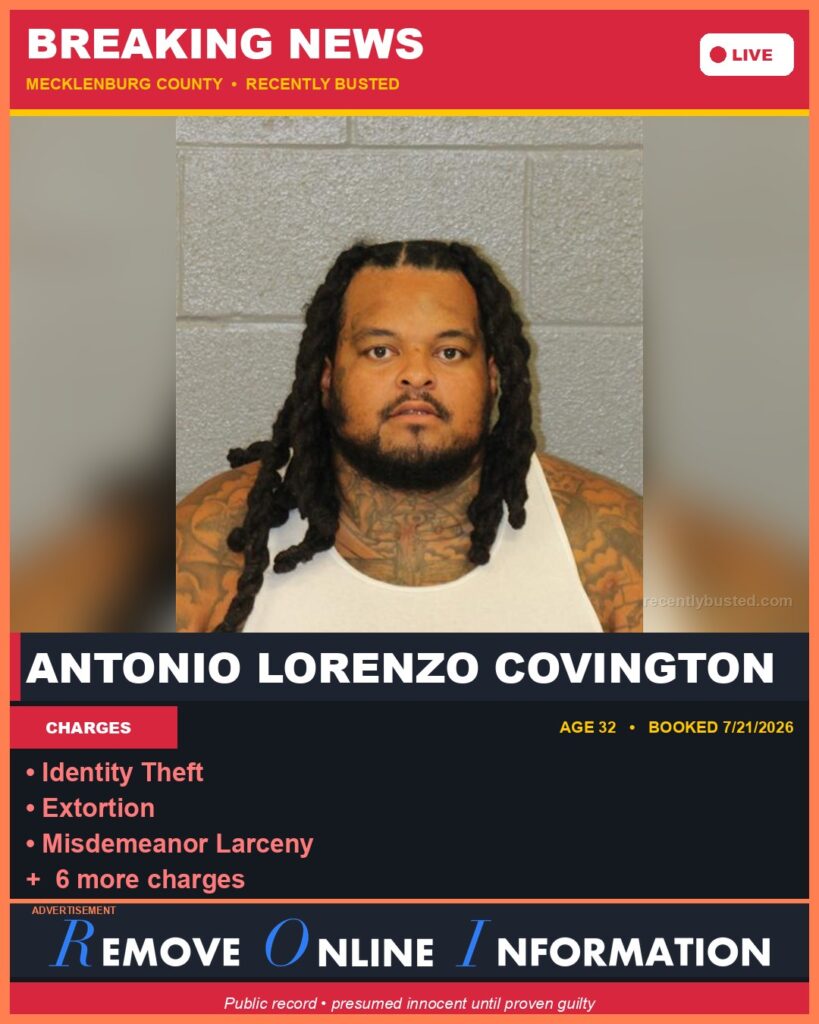 Booking photo of ANTONIO LORENZO COVINGTON