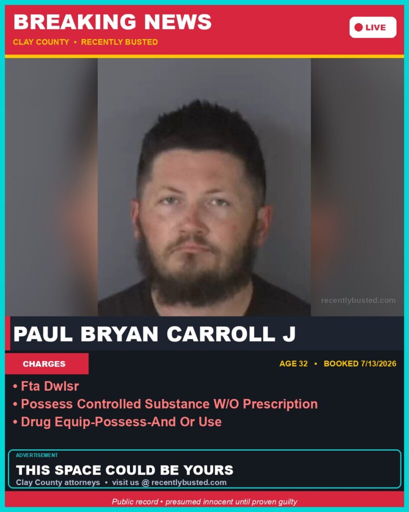 Booking photo of PAUL BRYAN CARROLL J
