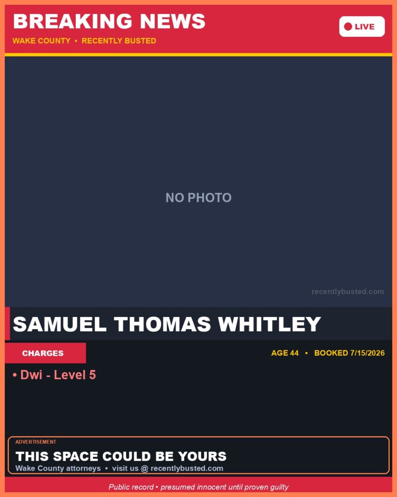 Booking photo of SAMUEL THOMAS WHITLEY