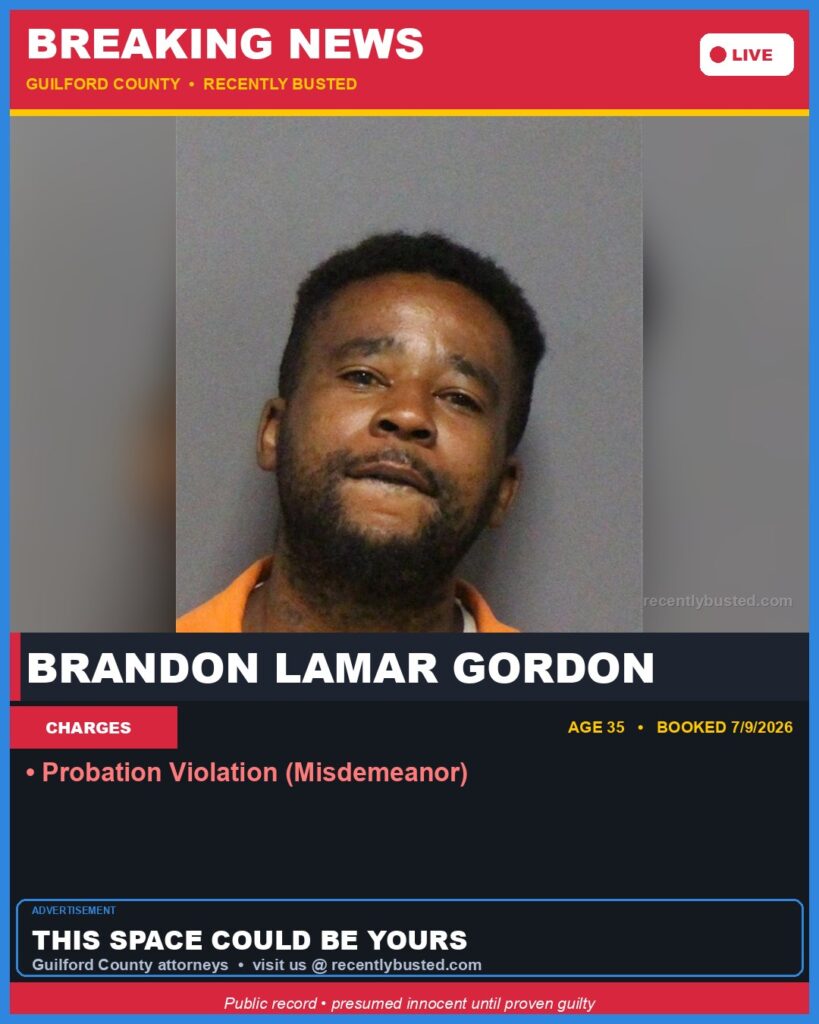 Booking photo of BRANDON LAMAR GORDON