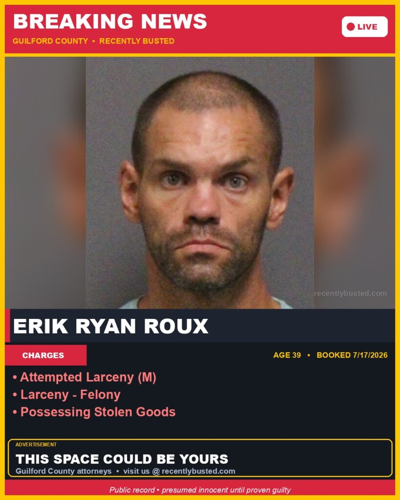 Booking photo of ERIK RYAN ROUX