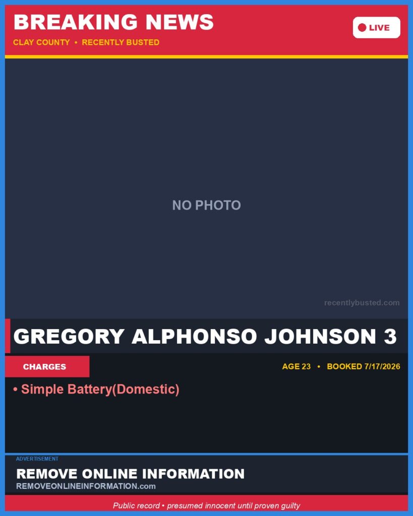 Booking photo of GREGORY ALPHONSO JOHNSON 3