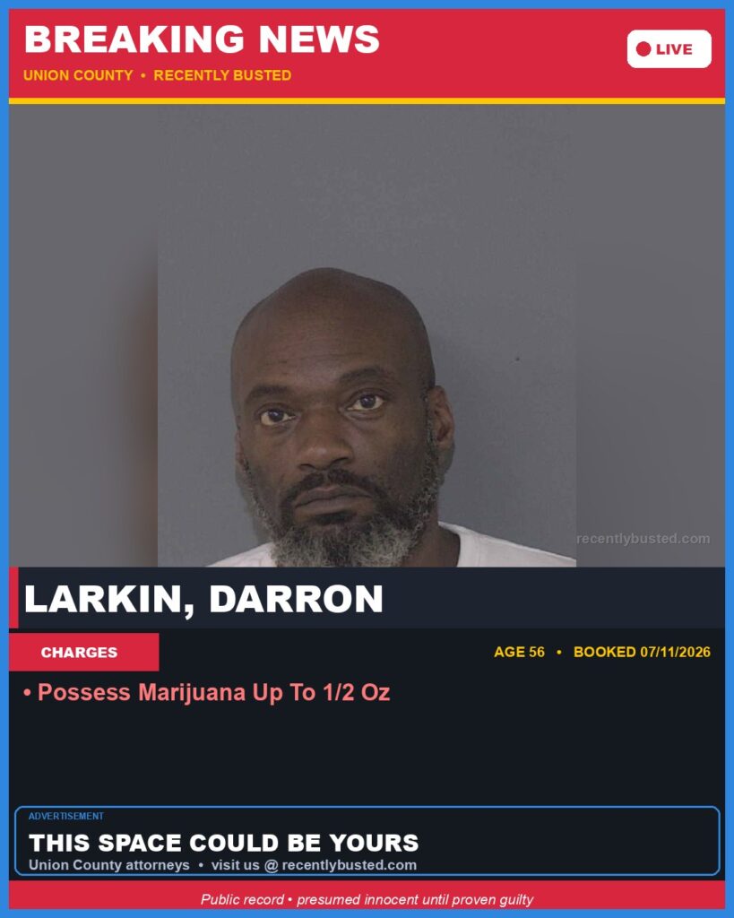 Booking photo of LARKIN, DARRON