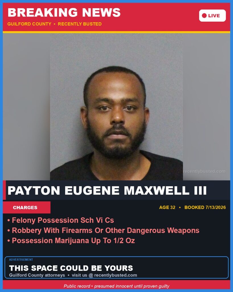 Booking photo of PAYTON EUGENE MAXWELL III