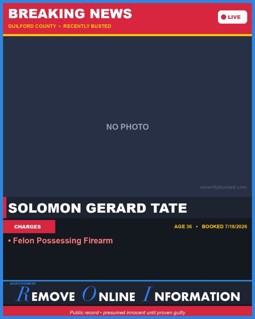 Booking photo of SOLOMON GERARD TATE
