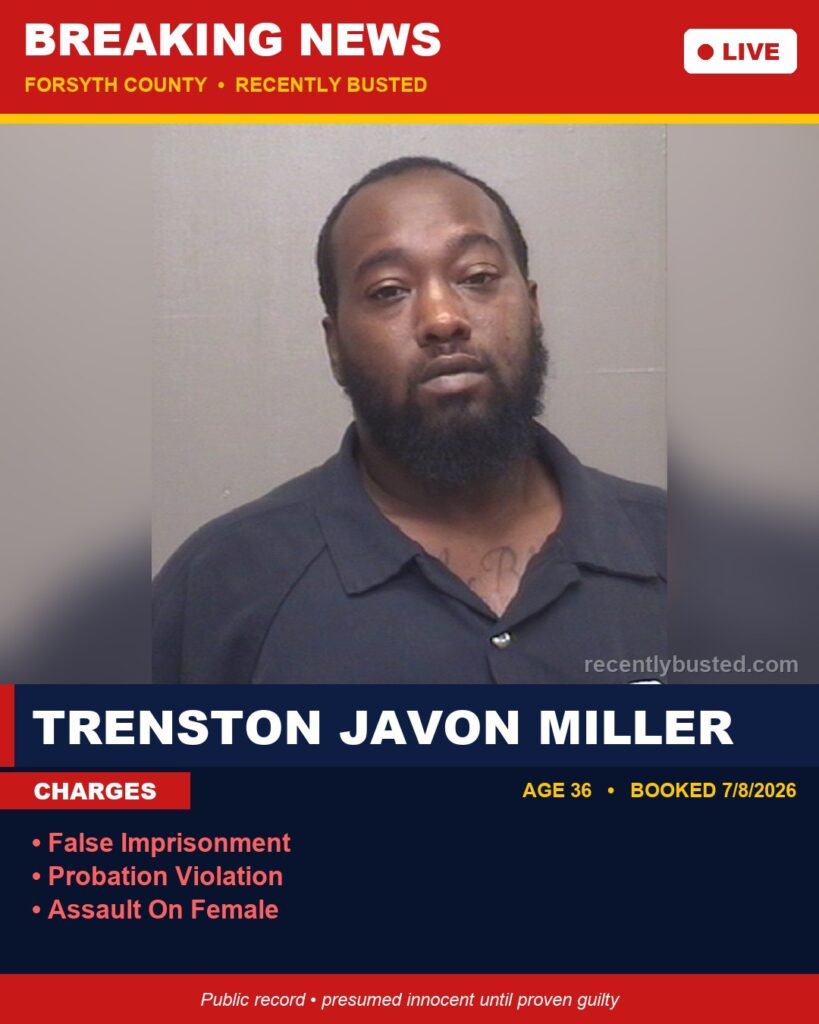 Booking photo of TRENSTON JAVON MILLER