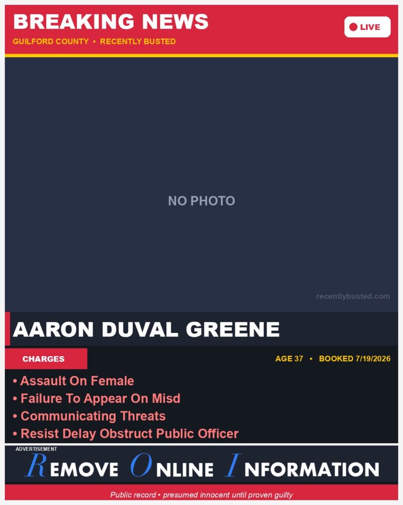 Booking photo of AARON DUVAL GREENE