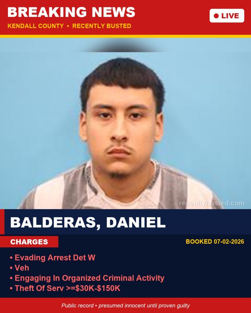 Booking photo of Balderas, Daniel