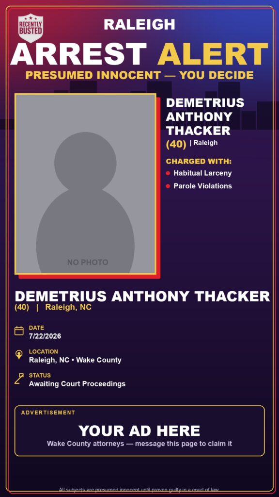 Booking photo of DEMETRIUS ANTHONY THACKER