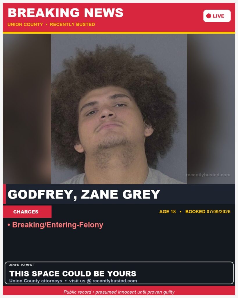 Booking photo of GODFREY, ZANE GREY