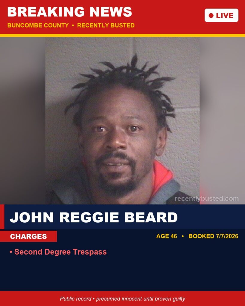 Booking photo of JOHN REGGIE BEARD