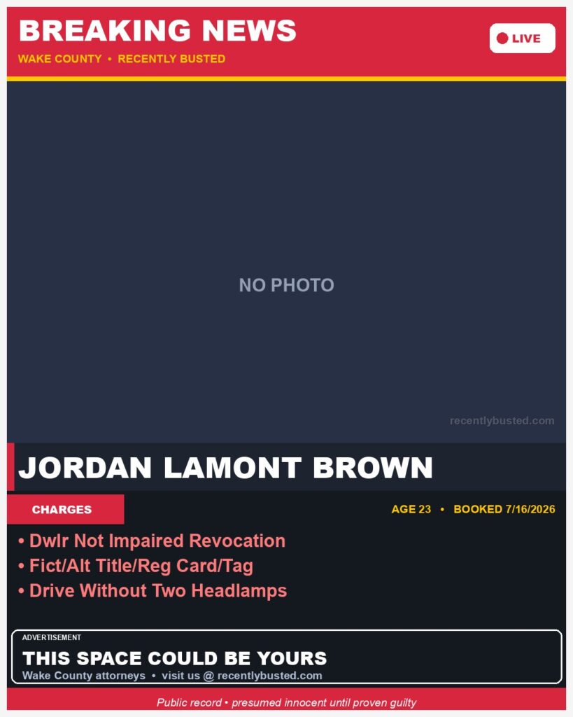 Booking photo of JORDAN LAMONT BROWN