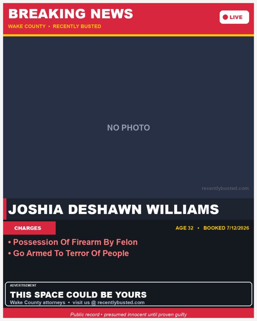 Booking photo of JOSHIA DESHAWN WILLIAMS