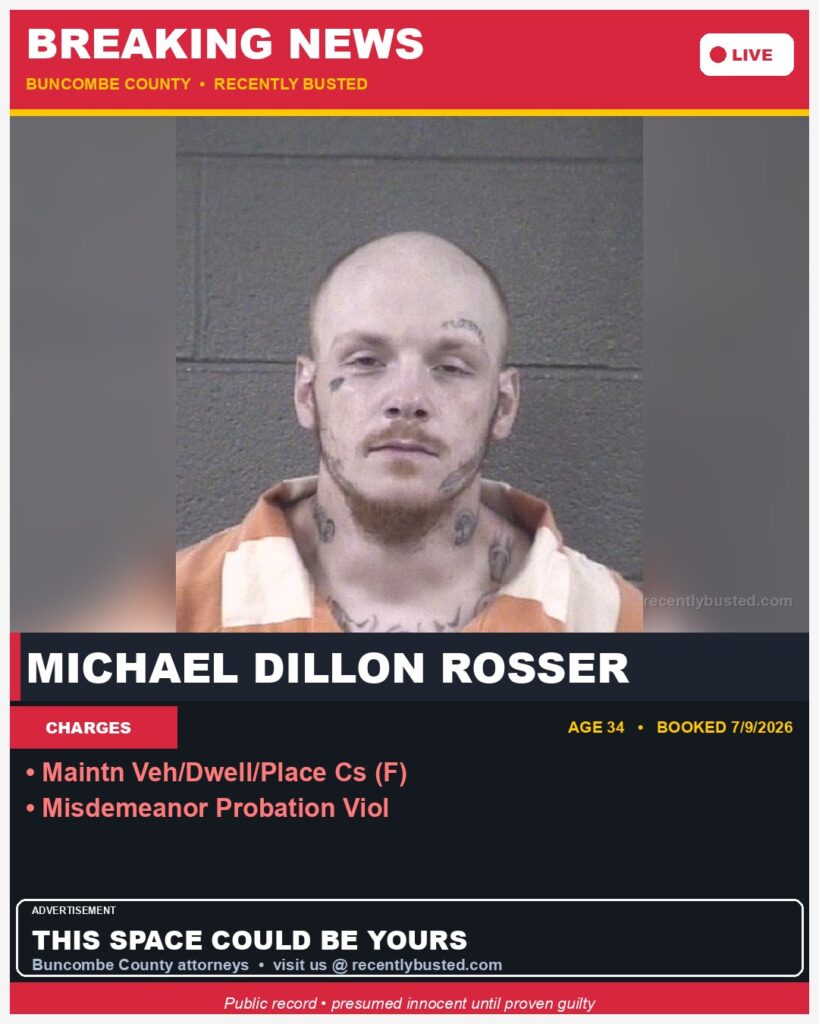 Booking photo of MICHAEL DILLON ROSSER