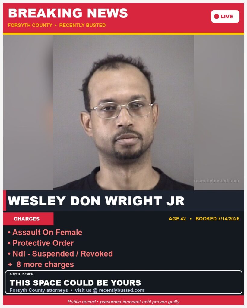 Booking photo of WESLEY DON WRIGHT JR