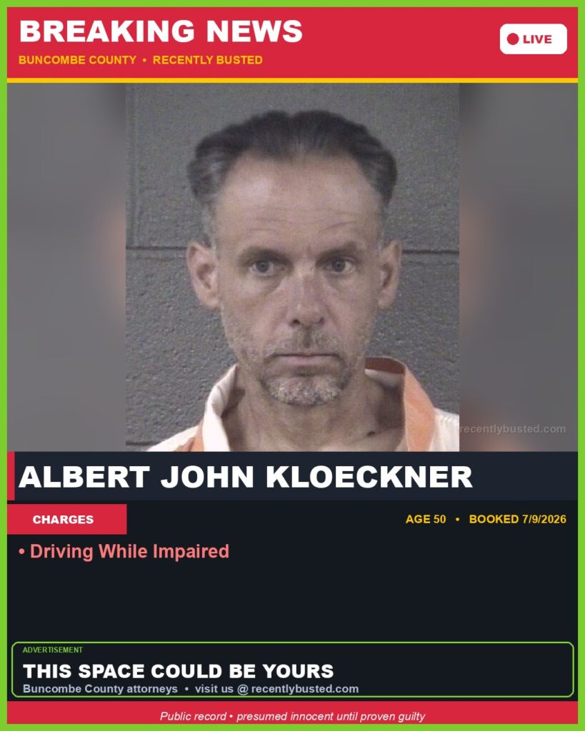 Booking photo of ALBERT JOHN KLOECKNER