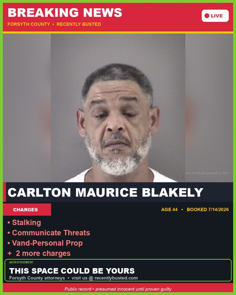 Booking photo of CARLTON MAURICE BLAKELY