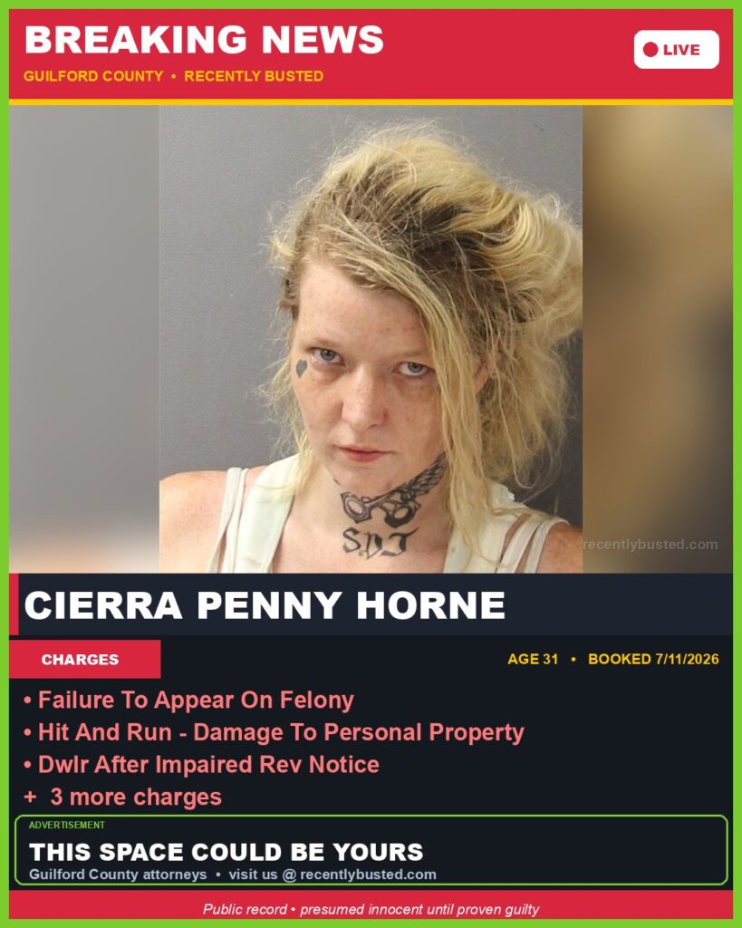 Booking photo of CIERRA PENNY HORNE