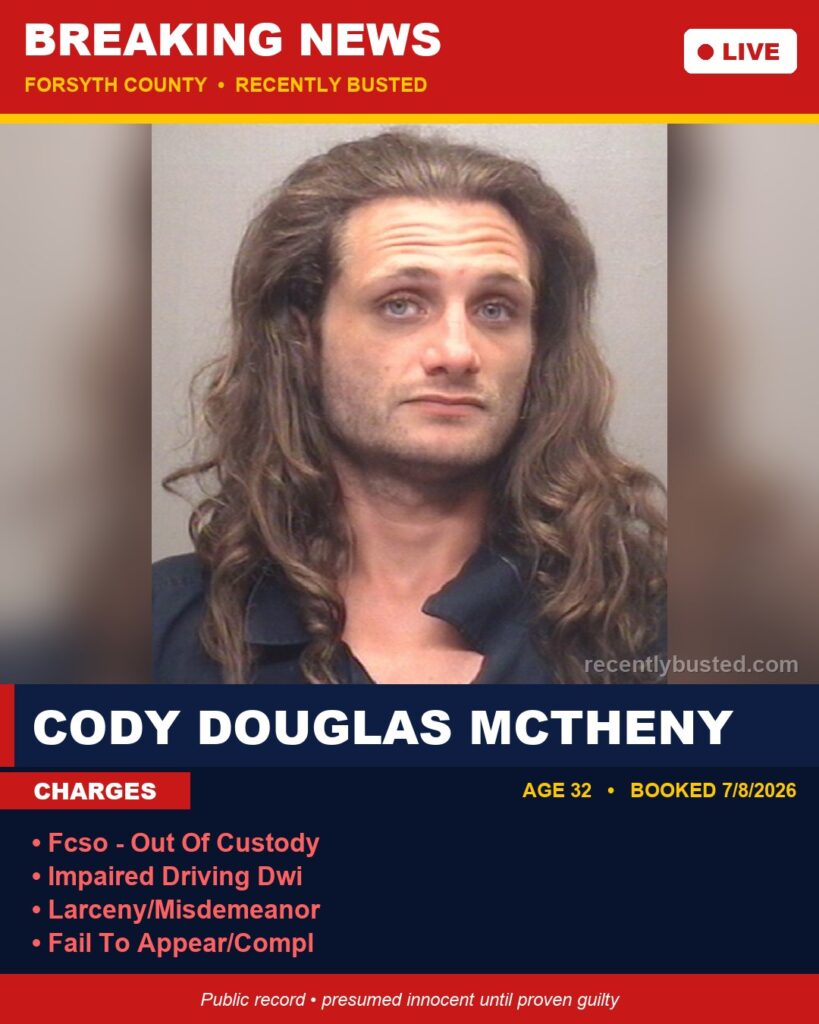 Booking photo of CODY DOUGLAS MCTHENY