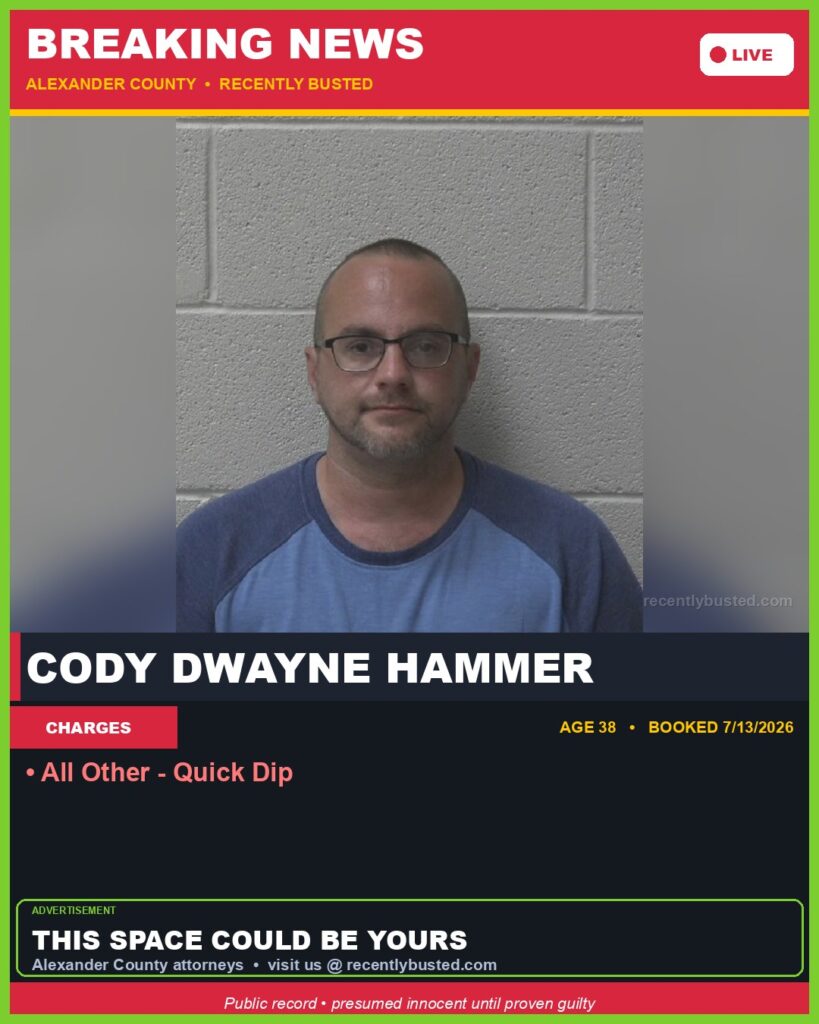 Booking photo of CODY DWAYNE HAMMER
