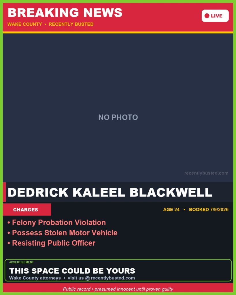 Booking photo of DEDRICK KALEEL BLACKWELL