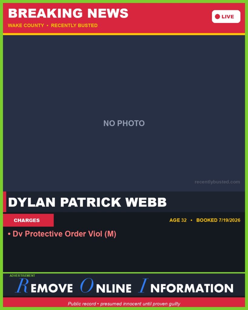 Booking photo of DYLAN PATRICK WEBB