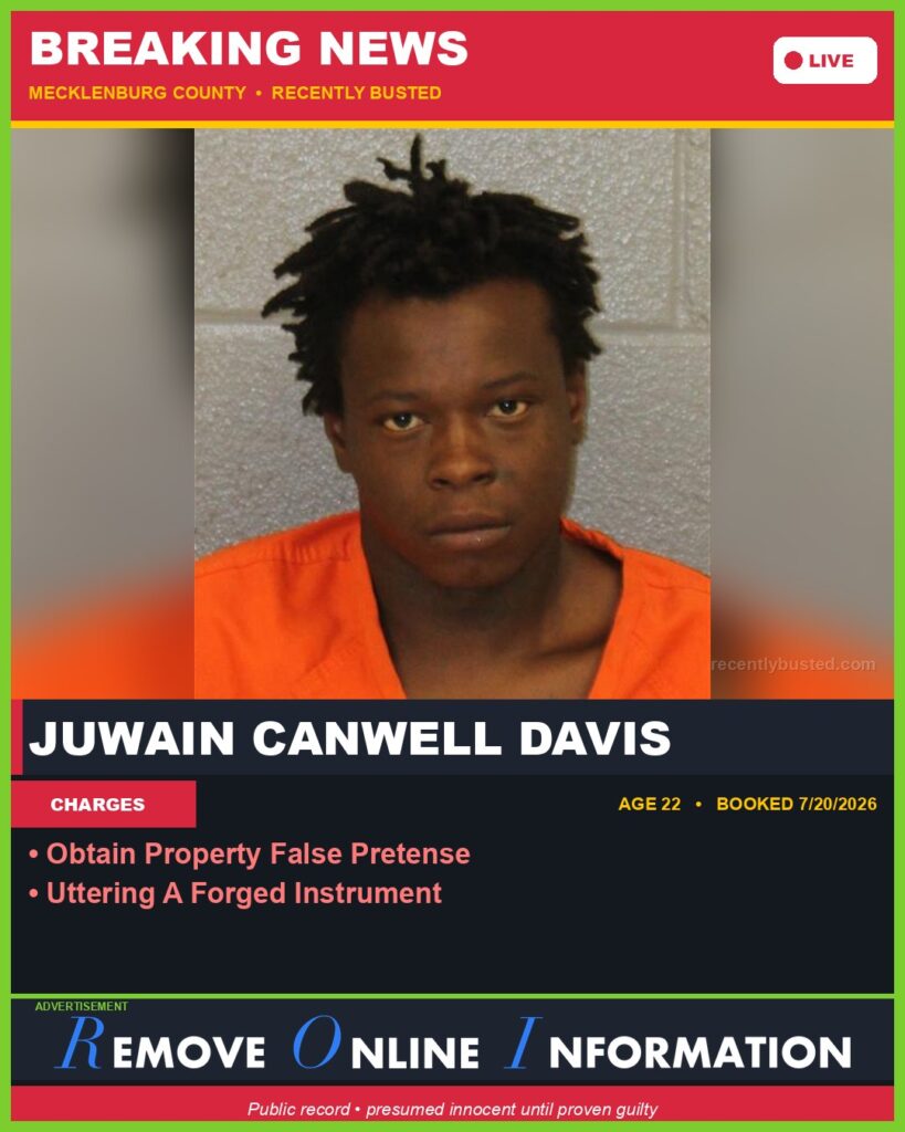 Booking photo of JUWAIN CANWELL DAVIS