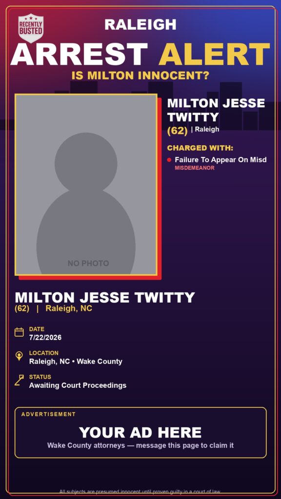 Booking photo of MILTON JESSE TWITTY
